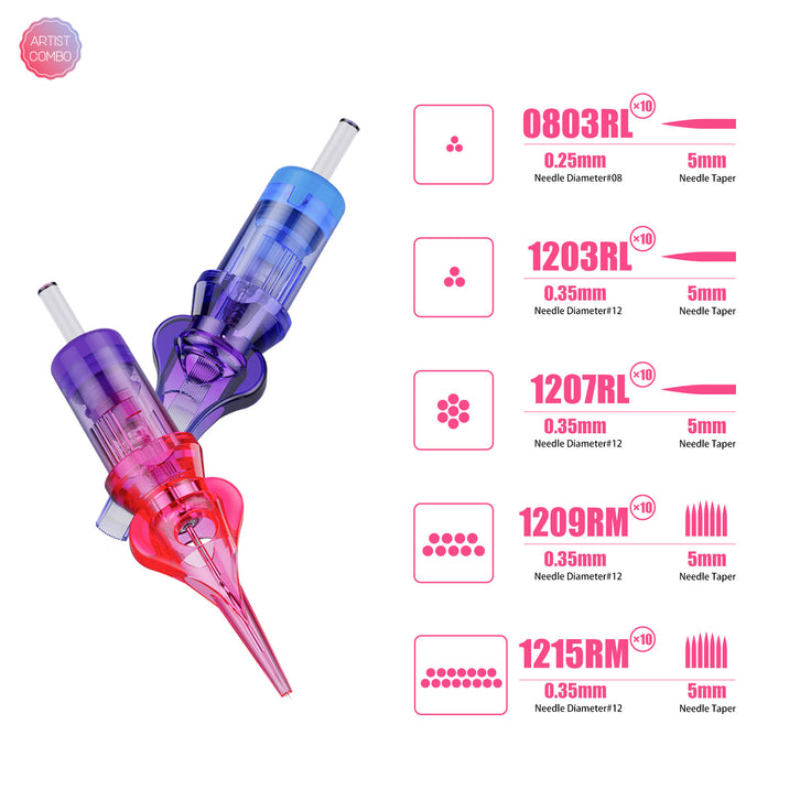FAVIAMO HEARTIST | PRECISION TATTOO CARTRIDGE NEEDLES FOR WOMEN ARTISTS – BOX OF 20